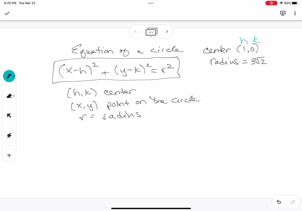 SOLVED Find The Equation Of A Circle With Center 3 5 And Radius 10 