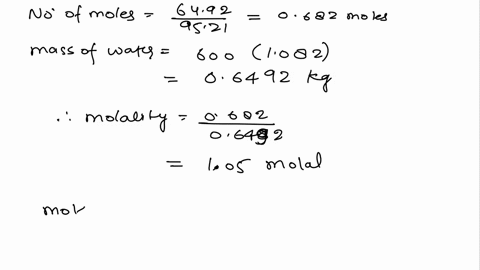 a-solution-is-prepared-by-dissolving-6492-g-of-magnesium-chloride-in-sufficient-water-to-make-600-ml-of-solution-the-density-of-the-solution-is-1082-gml-at-wt-mg-2431-cl-3545-calculatea-mola-5852