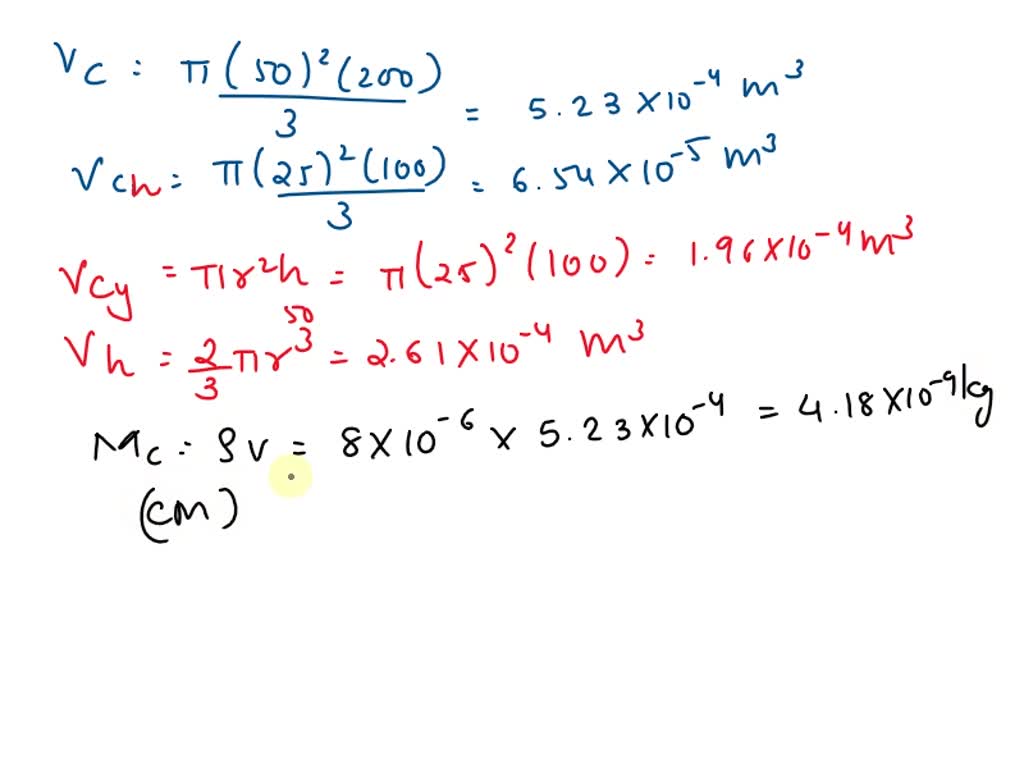 SOLVED: The conical frustum has a density of p= 8 Mg/m3 and the ...