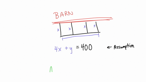 one-side-of-the-corral-will-be-formed-by-a-barn-that-requires-no-fencethree-exterior-fences-and-two-interior-fences-partition-the-corral-into-three-rectangular-regionswhat-dimensions-of-the-07294