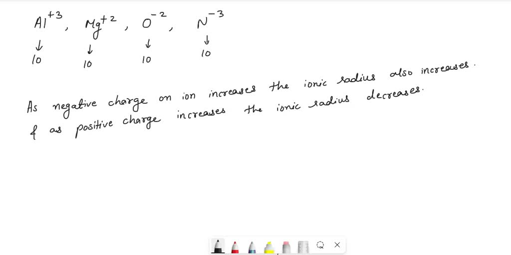 SOLVED Arrange the following ions in order of increasing ionic radius