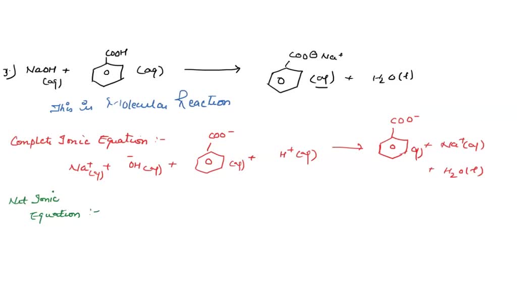SOLVED Write the molecular, complete ionic, and net ionic equation for
