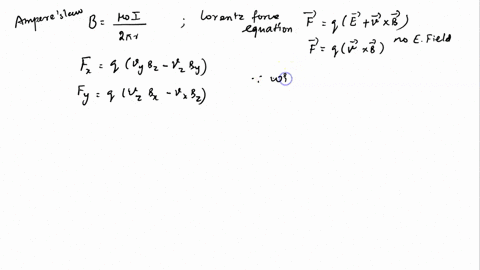 constants-long-straight-wire-lies-along-the-x-axis-and-carries-current-650-a-in-the-r-direction-small-particle-with-mass-300-x-10-kg-ad-charge-800-c-is-traveling-in-the-vicinity-of-ihe-wire-82882