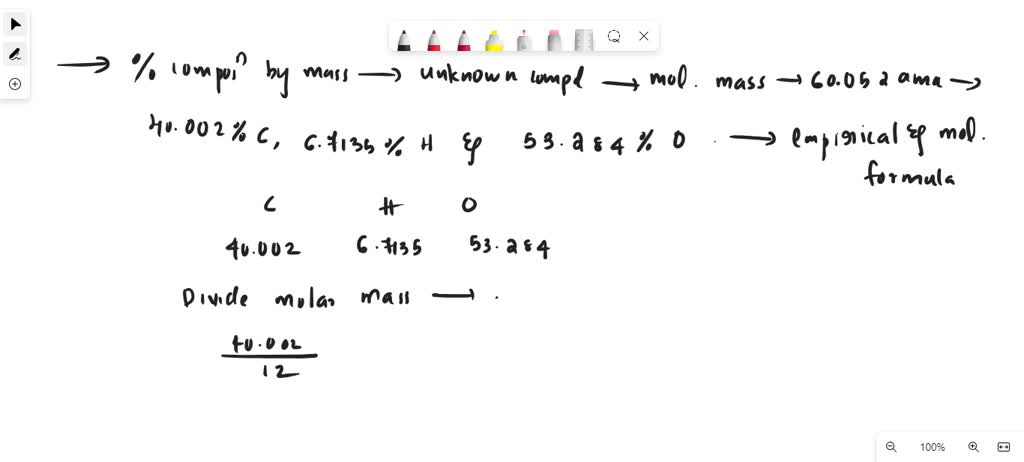 SOLVED: The percent composition by mass of an unknown compound with a ...