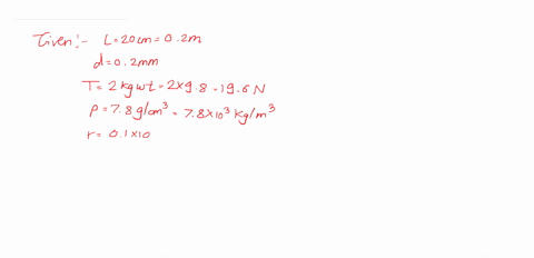 a-metal-wire-of-length-20-cm-and-diameter-02-mm-is-stretched-by-a-load-of-2kg-wt-density-of-wire-is-78-gcm3-find-the-fundamental-frequency-of-vibration-of-wire