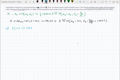 a-population-of-values-has-a-normal-distribution-with-305-and-304-you-intend-to-draw-a-random-sample-of-size-n-59-find-the-probability-that-a-single-randomly-selected-value-is-between-178-and-388-p1-2