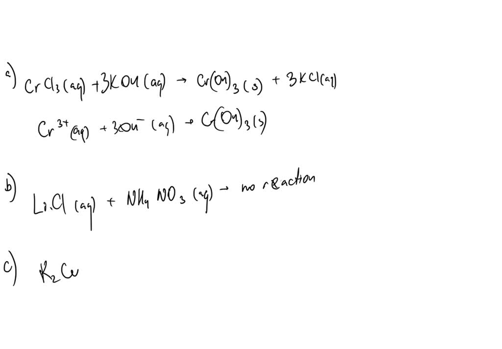 SOLVED For each of the following reactions, write a balanced equation