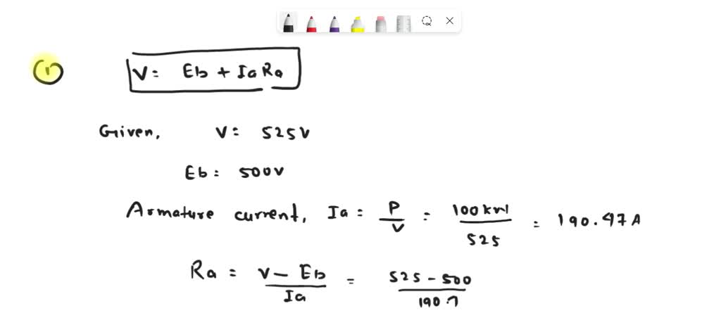 Solved The Armature Resistance Of A Kw V Shuntgenerator Is Its Shunt Field