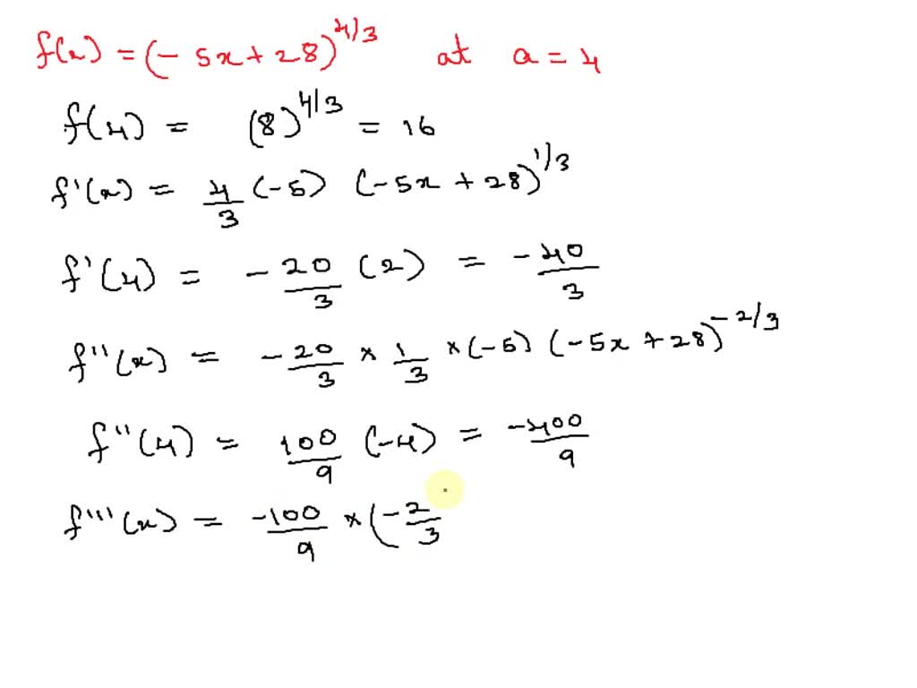 SOLVED: Find the degree 3 Taylor polynomial T3(x) of the function f(x ...