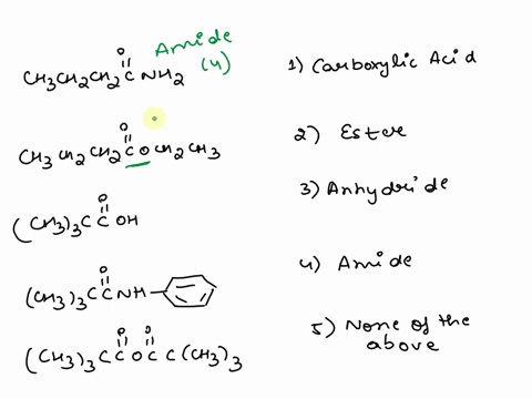 match-each-structural-formula-on-the-left-to-a-general-functional-group-classification-on-the-right-carboxylic-acid-chchzchzcnhz-2-ester-chchchcochzch-3-anhydride-chskccoh-amide-ch3ccnh-5-no-42555