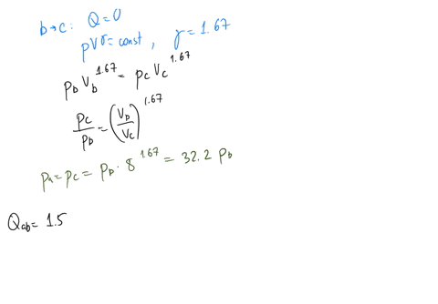 the-figure-shows-a-reversible-cycle-through-which-00-mole-of-a-monatomic-ideal-gas-is-taken-process-bc-is-an-adiabatic-expansion-with-pb-130-atm-and-vb-300-x-10-3mfor-the-cycle-find-a-the-en-32125