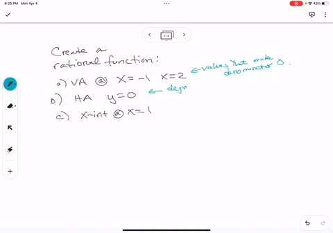 create-one-rational-function-with-all-of-the-following-properties-vertical-asymptotes-at-x-1-and-x2-horizontal-asymptote-at-y-0-an-x-intercept-at-x-1-43904