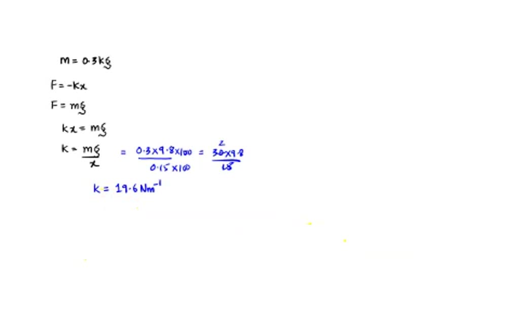 SOLVED: spring is stretches to cm when mass of kg is gently suspended ...