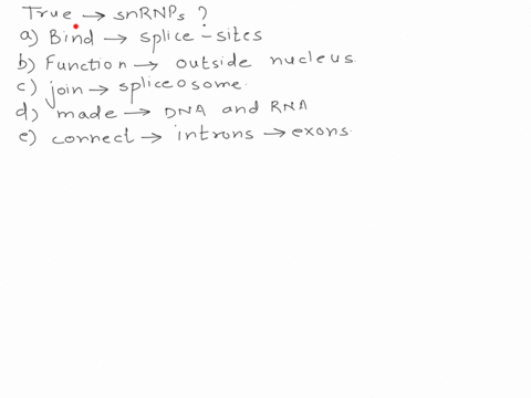 which-of-the-following-is-true-of-snrnps-a-they-bind-to-splice-sites-at-the-beginning-and-end-of-each-gene-b-they-function-only-outside-the-nucleus-c-they-join-to-form-a-structure-called-a-s-36493