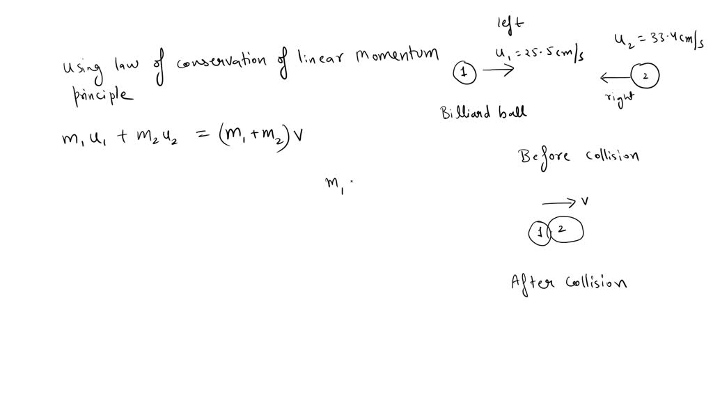 SOLVED A billiard ball moving to the left at 30 cm/s collides headon