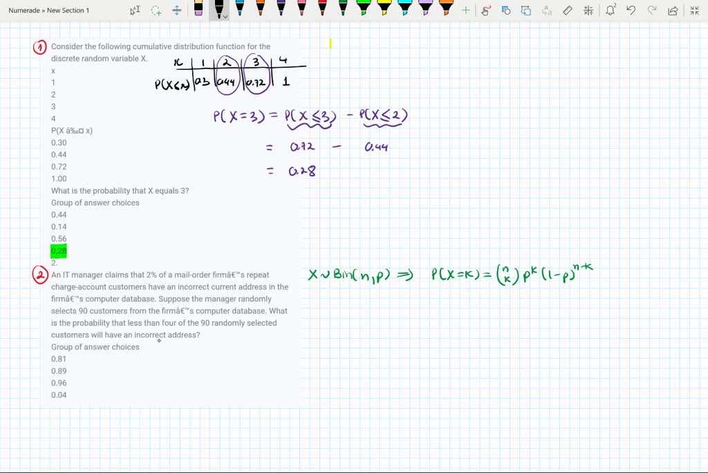 Pk Ke Xx Video - SOLVED: 1. Consider the following cumulative distribution function for the  discrete random variable X. x 1 2 3 4 P(X â‰¤ x) 0.30 0.44 0.72 1.00 What is  the probability that X