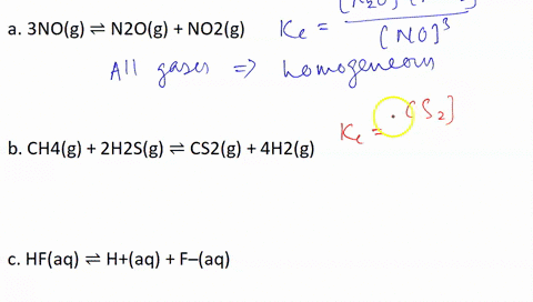 write-the-equilibrium-constant-expression-kc-for-the-following-reactions-indicate-also-if-the-equilibrium-is-homogeneous-or-heterogeneous-kc-expression-type-of-equilibrium-a-3nog-n2og-no2g-b-29826
