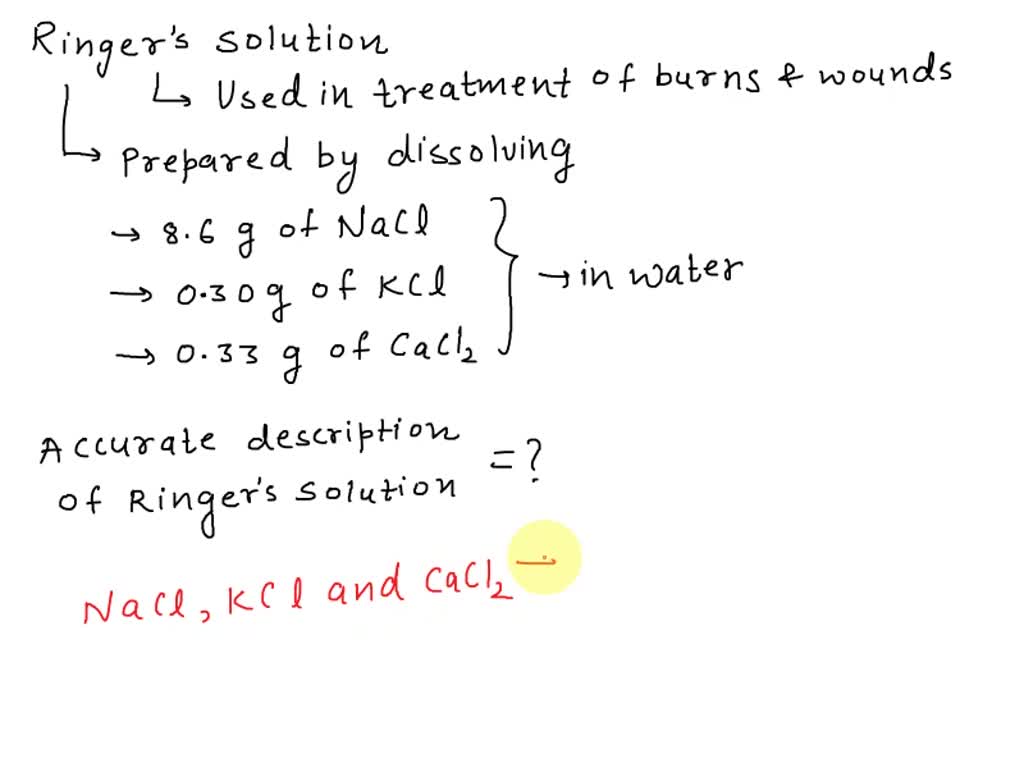 SOLVED Ringer’s solution is used in the treatment of burns and wounds
