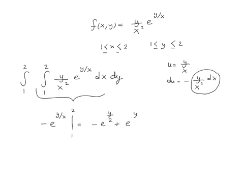 evaluate-the-double-integral-of-the-function-fxy-over-the-given-region-r-round-your-answer-to-three-decimal-places-fxyyx2eyx-r-is-the-rectangle-defined-by-1x21y2-view-image