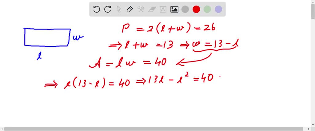 SOLVED: A rectangular garage has a perimeter of 24 meters. Its area is ...