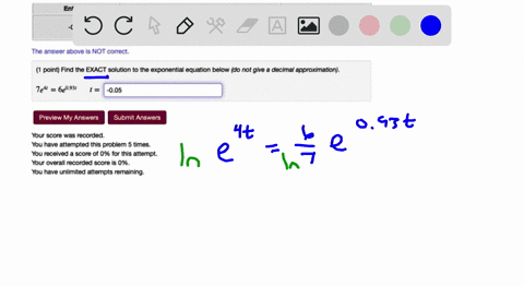 results-for-this-submission-entered-answer-prevlew-result-005-005-incorrect-the-answer-above-is-not-correct-point-find-the-exact-solution-to-the-exponential-equation-below-do-not-give-decima-82494