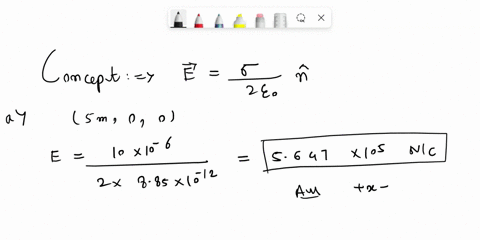 consider-an-infinite-plane-of-charge-with-a-charge-density-of-10-cm2-assume-that-this-plane-is-on-the-y-and-z-axes-that-is-assume-it-is-perpendicular-to-the-x-axis-and-that-it-passes-through-61707