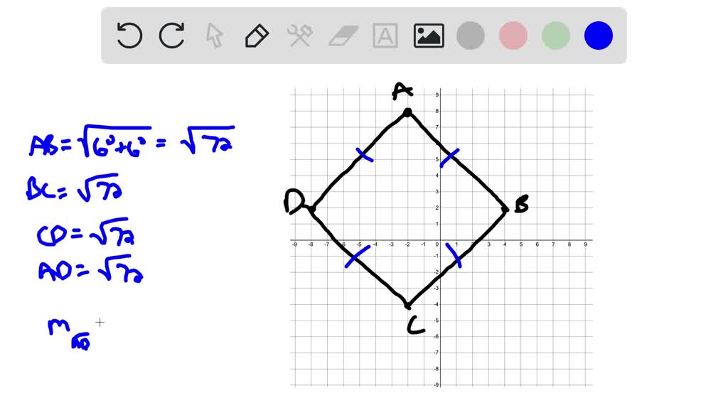 SOLVED: '43) Given Points A(-3,1), B(-2,8), C(5,7), And D(4, 0). Prove ...