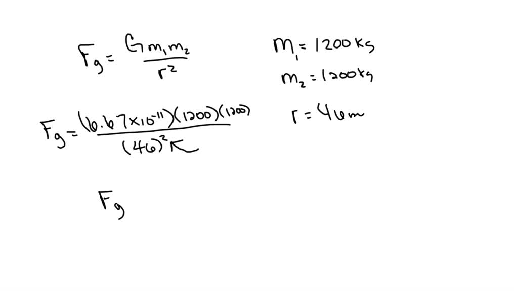 SOLVED What is the force of gravity between two 1200 kg cars separated