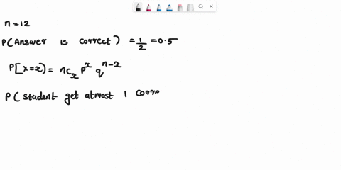 a-true-false-quiz-has-12-questions-a-student-makes-random-guesses-on-each-question-what-is-the-probability-that-the-student-gets-at-most-1-correct-answer-55455