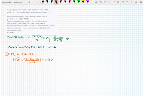 a-population-of-values-has-a-normal-distribution-with-156-and-432-you-intend-to-draw-a-random-sample-of-size-n-12-find-the-probability-that-a-single-randomly-selected-value-is-greater-than-1-34036