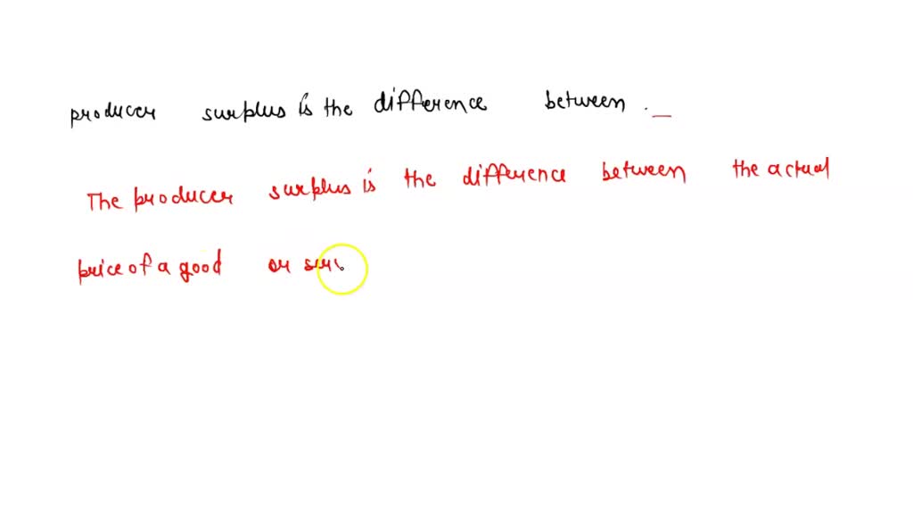 SOLVED a. Producer surplus is the difference between an Learning a