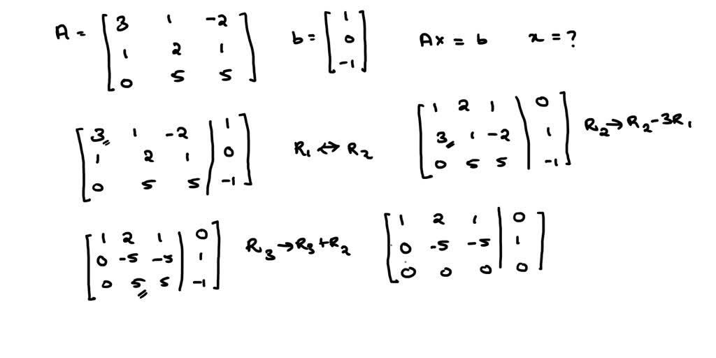 SOLVED: Solve the matrix equation Ax = b and write the solution set in ...