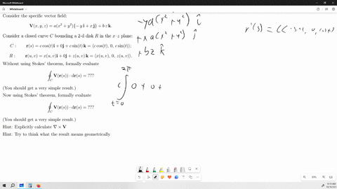 consider-the-specific-vector-field-mathbfvx-y-zaleftx2y2right-y-mathbfix-mathbfjb-z-mathbfk-consider-a-closed-curve-c-bounding-a-2-d-disk-r-in-the-x-z-plane-beginaligned-c-mathbfrsc-cos-t-mathbfi0-mat