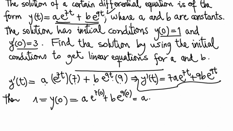 1-point-the-solution-of-a-certain-differential-equation-is-of-the-form-ytaexp7tbexp9t-where-a-and-b-are-constants-the-solution-has-initial-conditions-y01-and-y03-find-the-solution-by-using-t-79246