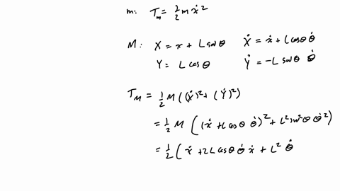 a-simple-pendulum-of-mass-m-and-length-l-is-suspended-from-a-cart-of-mass-m-that-can-oscillate-on-the-end-of-a-horizontal-spring-of-force-constant-k-as-shown-in-figure-1-use-the-displacement-77357