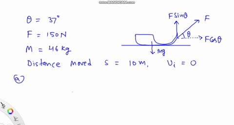 a-person-exerts-a-force-of-150-n-on-a-rope-that-pulls-a-sled-across-a-very-smooth-surface-the-rope-is-oriented-37-degrees-above-the-horizontal-the-sled-has-a-total-mass-of-46-kg-the-sled-sta-60544