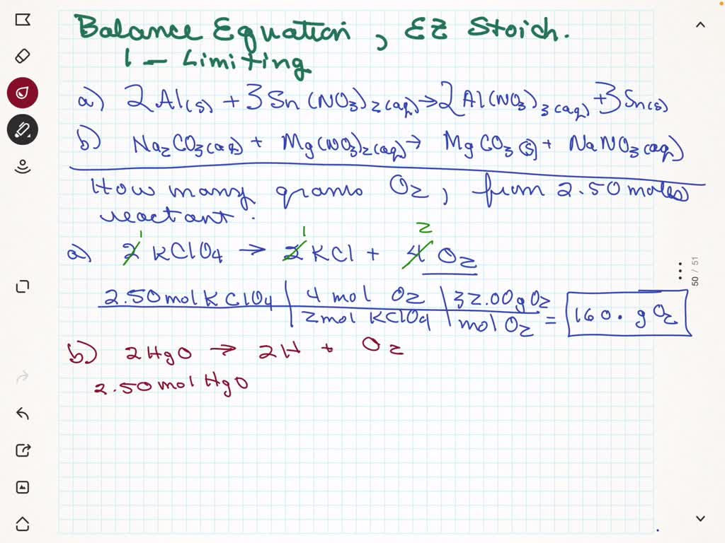 SOLVED Write balanced chemical equations from the following compound
