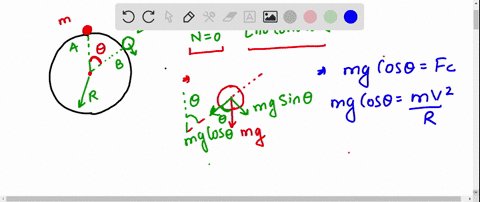 a-small-body-of-mass-m-slides-down-from-the-top-of-a-hemisphere-of-radius-r-there-is-no-friction-between-the-surface-of-the-block-and-the-hemisphere-at-what-angle-with-the-vertical-will-it-l-82836