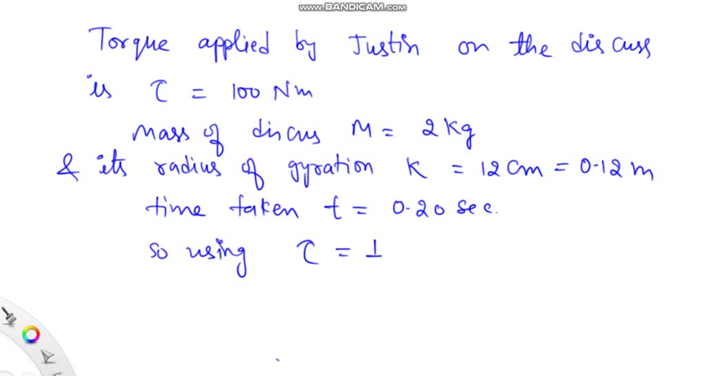 SOLVED The average net torque Justin exerts on a discus about its axis
