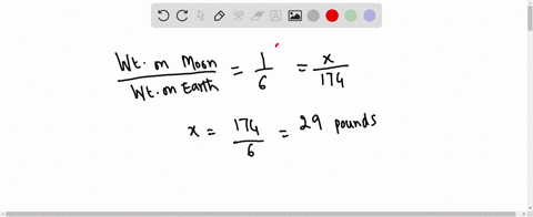 the-ratio-of-weight-on-the-moon-to-weight-on-earth-is-1-6-how-much-would-a-174-pound-person-weigh-on-57538