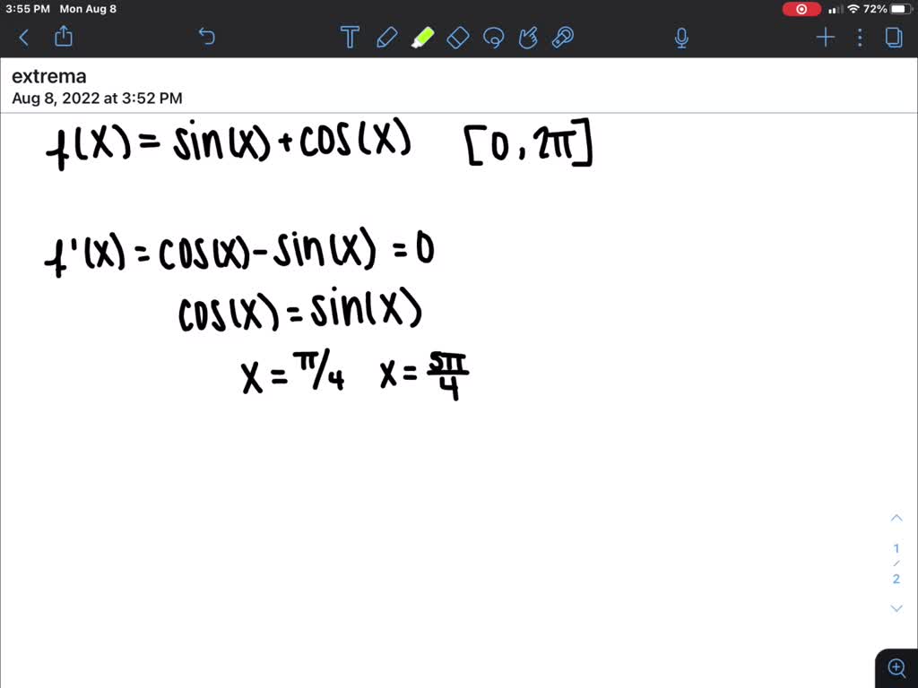 solved-find-the-extrema-of-the-function-on-the-given-interval-and-say