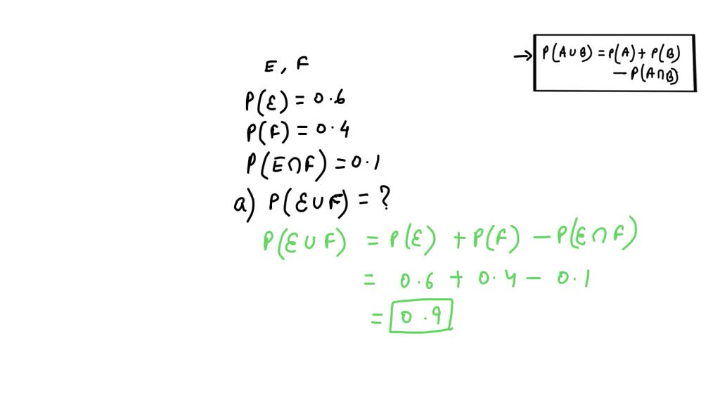 SOLVED: Let E and F be two events of an experiment with sample space S ...