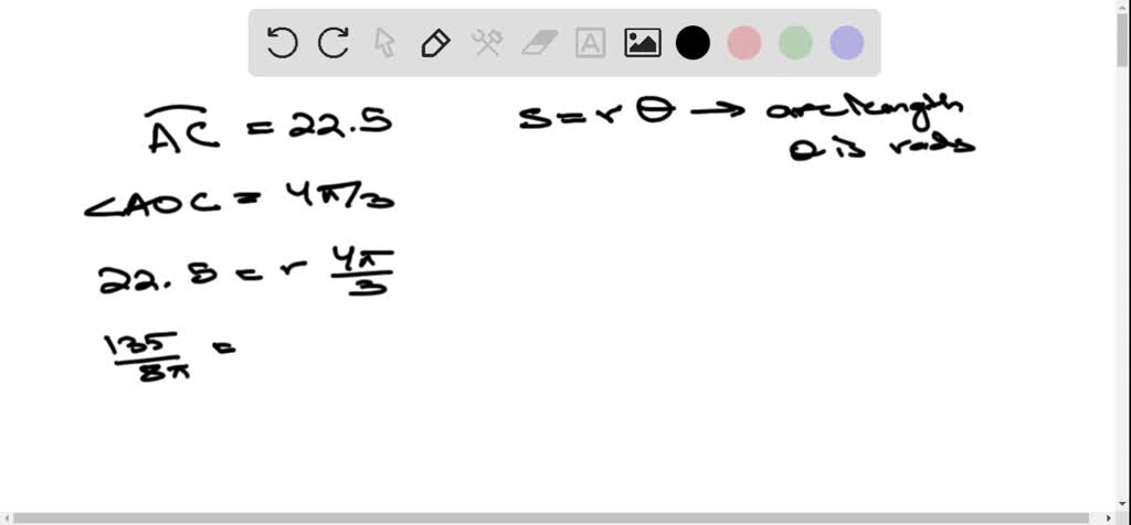 Solved: An Arc Of A Circle Measuring 22.5 Cm Subtends A Central Angle 