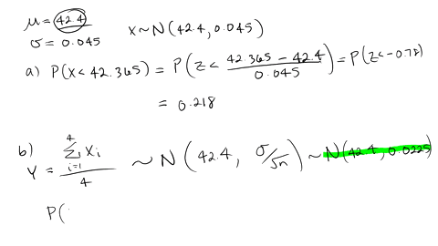 the-weight-of-an-energy-bar-is-approximately-normally-distributed-with-a-mean-of-4240-grams-with-a-standard-deviation-of-0045-gram-complete-parts-a-through-e-below-a-what-is-the-probability-71524