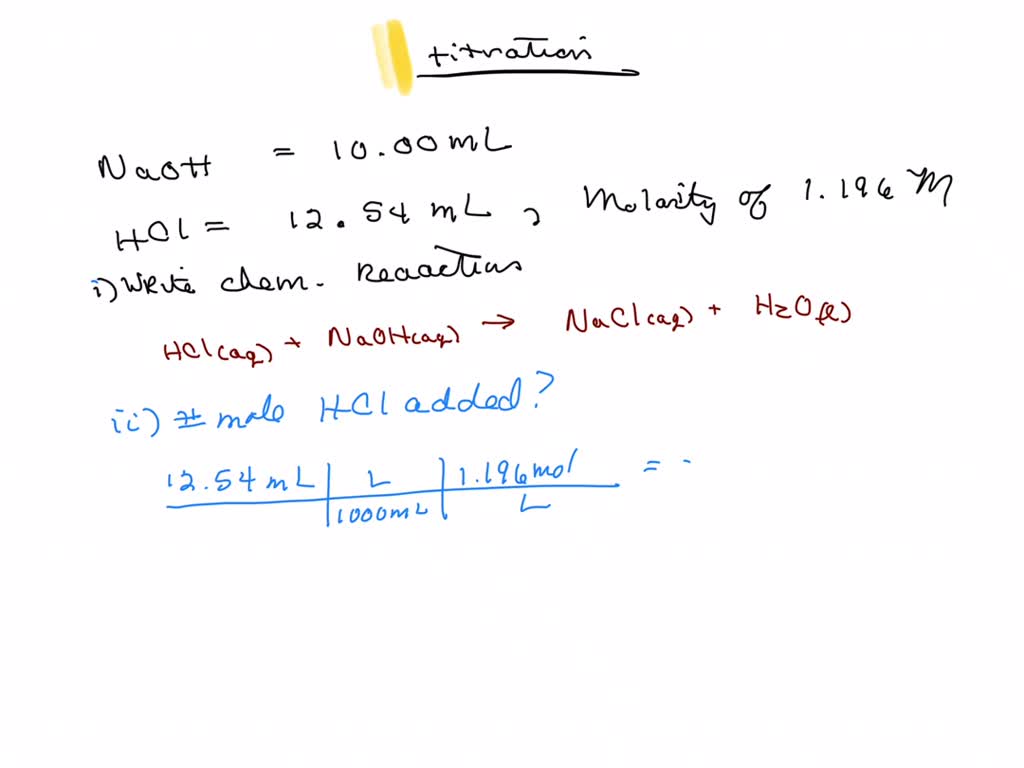 SOLVED The results of a titration experiment were as follows Volume