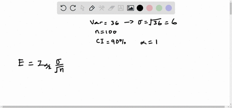 suppose-the-population-standard-variance-is-36-an-srs-of-n-100-is-obtained-and-the-confidence-level-is-chosen-to-be-90-the-margin-of-error-for-estimating-a-mean-is-given-by-5922-1645-0987-0-56008
