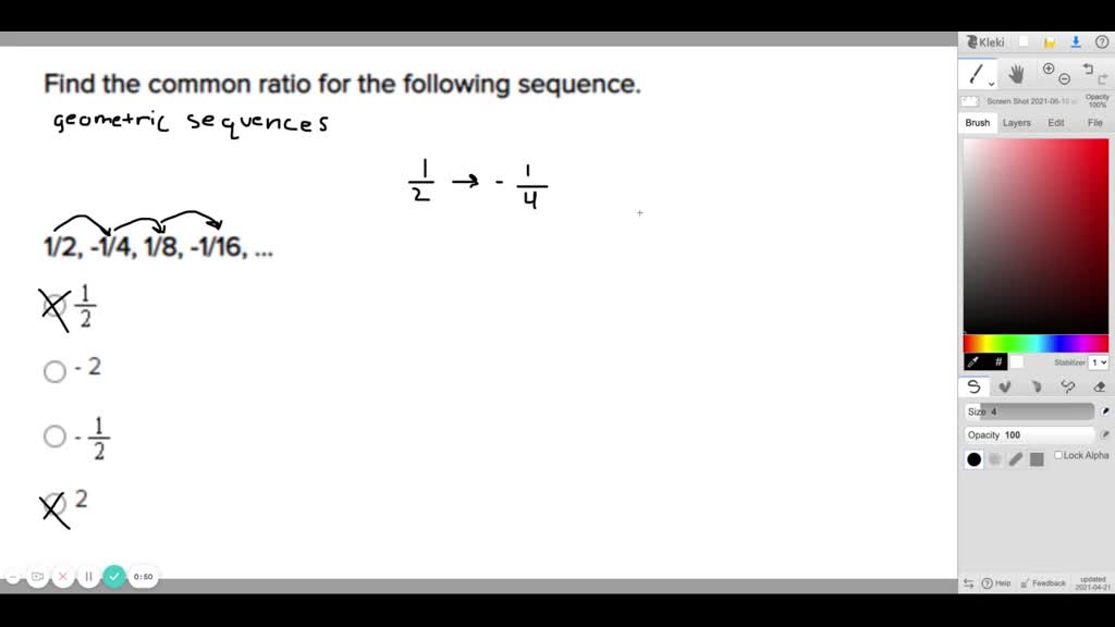 What is the common ratio in the sequence 1 2 1 4 1 8 1 16?