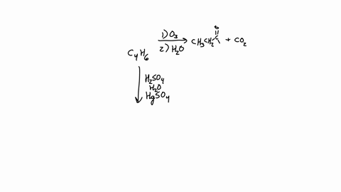 an-alkyne-with-molecular-formula-mathrmc_4-mathrmh_6-was-treated-with-ozone-followed-by-water-to-produce-a-carboxylic-acid-and-carbon-dioxide-draw-the-expected-product-when-the-alkyne-is-treated-with