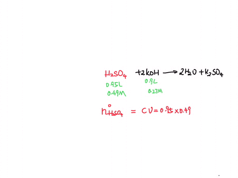 write-the-balanced-neutralization-reaction-that-occurs-between-h2so4-and-koh-in-aqueous-solution-phases-are-optional-suppose-0950-l-of-0490-m-h2so4-is-mixed-with-0900-l-of-0270-m-koh-what-co-61842