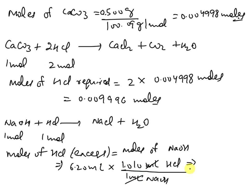 SOLVED: . A 0.500 g sample of pure CaCO3 is dissolved in water to which ...